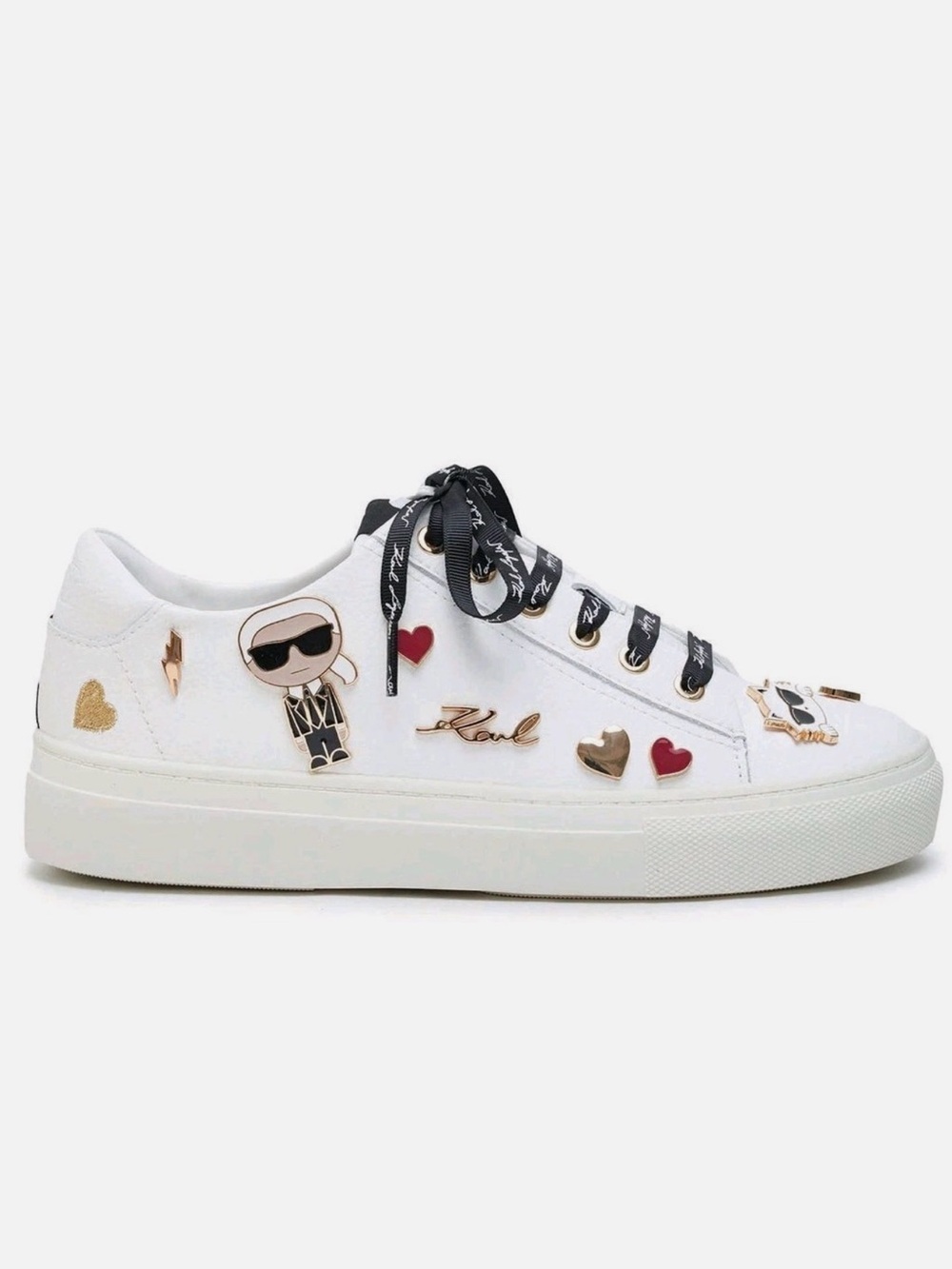 Karl Lagerfeld Sneakers Size 38.5 White Leather K Ikonik Charm Shoes - Picture 2 of 14